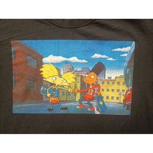 Y2k Hey Arnold! Arnold Gerald Handshake Grafic T-shirt Size Medium Black Vintage